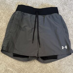 Under Armour Charcoal Shorts with Black Waistband